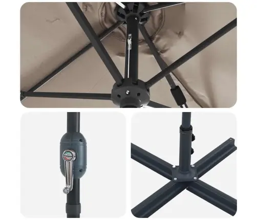 Dārza Parasols Pelēkbrūna 380 X 196 X 235 Cm Vidaxl