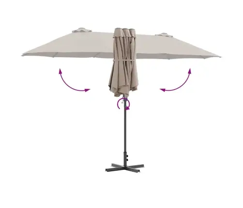 Dārza Parasols Pelēkbrūna 380 X 196 X 235 Cm Vidaxl