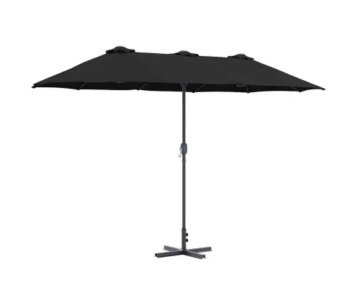 Dārza Parasols Melna 380 X 196 X 235 Cm Pulverkrāsots Tērauds Vidaxl