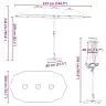 Dārza Parasols Melna 380 X 196 X 235 Cm Pulverkrāsots Tērauds Vidaxl