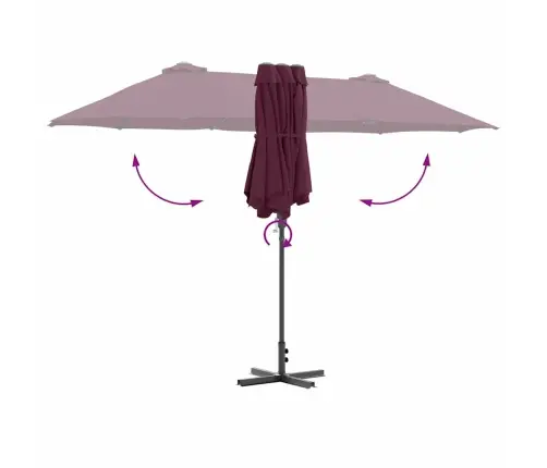Sodo Skėtis Bordo Raudona 370 X 197 X 239 Cm