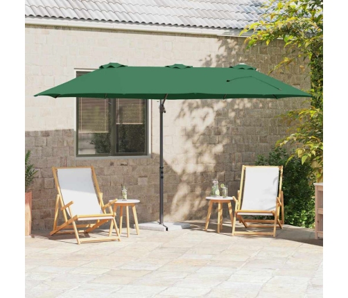 Dārza Cantilever Parasols Ar Slēdzeni Zaļa 372 X 198 X 253 Cm Vidaxl