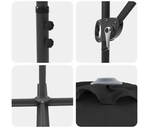 Dārza Cantilever Parasols Melna Lieli Pulverkrāsots Tērauds Vidaxl Dārza Cantilever Parasols Melna Lieli Pulverkrāsots Tērauds Vidaxl