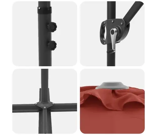 Dārza Cantilever Parasols Ar Slēdzeni Sarkanbrūns Lieli Vidaxl