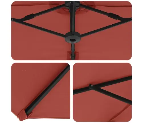 Dārza Cantilever Parasols Ar Slēdzeni Sarkanbrūns Lieli Vidaxl