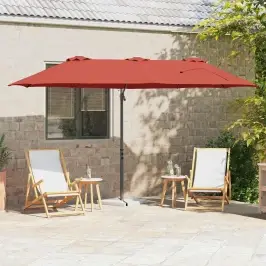 Dārza Cantilever Parasols Sarkanbrūns 372 X 198 X 243 Cm Vidaxl