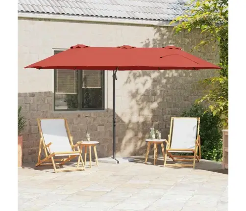 Dārza Cantilever Parasols Ar Slēdzeni Sarkanbrūns Lieli Vidaxl
