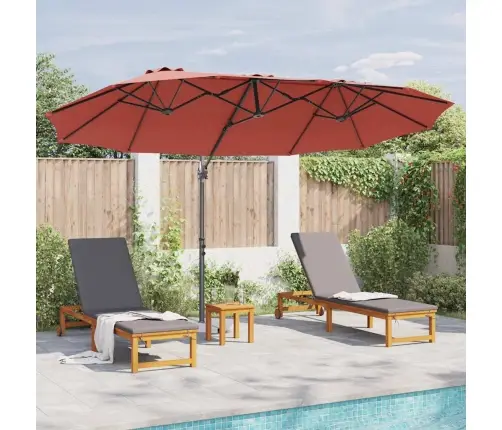Dārza Cantilever Parasols Ar Slēdzeni Sarkanbrūns Lieli Vidaxl