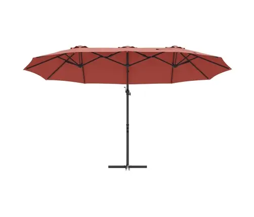 Dārza Cantilever Parasols Ar Slēdzeni Sarkanbrūns Lieli Vidaxl