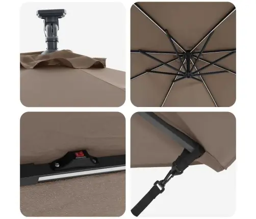 Cantilever Banānu Lietussargs Pelēkbrūna 294 X 294 X 248 Cm Vidaxl