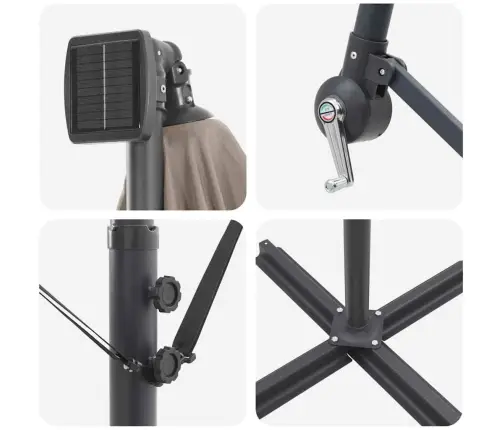 Cantilever Banānu Lietussargs Pelēkbrūna 294 X 294 X 248 Cm Vidaxl