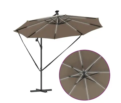 Cantilever Banānu Lietussargs Pelēkbrūna 294 X 294 X 248 Cm Vidaxl