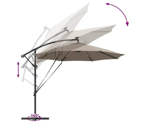 Cantilever Banānu Lietussargs Pelēkbrūna 294 X 294 X 248 Cm Vidaxl