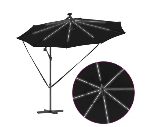 Cantilever Banānu Lietussargs Melna 294 X 294 X 248 Cm Vidaxl