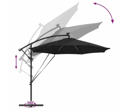 Cantilever Banānu Lietussargs Melna 294 X 294 X 248 Cm Vidaxl