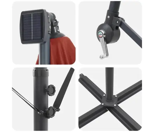 Cantilever Banānu Lietussargs Sarkanbrūns 294 X 294 X 248 Cm Vidaxl