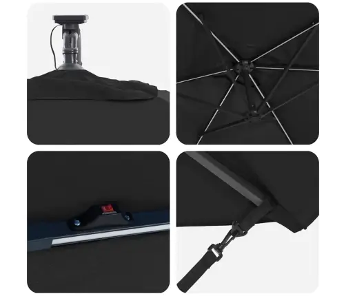 Cantilever Banānu Lietussargs Melna 294 X 200 X 254 Cm Vidaxl Cantilever Banānu Lietussargs Melna 294 X 200 X 254 Cm Vidaxl