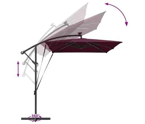 Skėtis Nuo Saulės Bordo Raudona 294 X 200 X 270 Cm