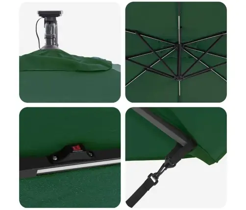 Cantilever Banānu Lietussargs Zaļa 249 X 249 X 250 Cm Vidaxl