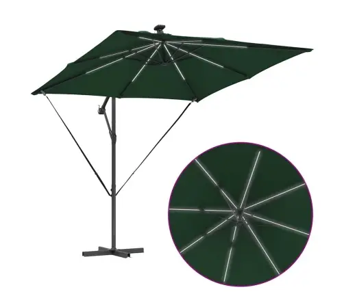 Cantilever Banānu Lietussargs Zaļa 249 X 249 X 250 Cm Vidaxl