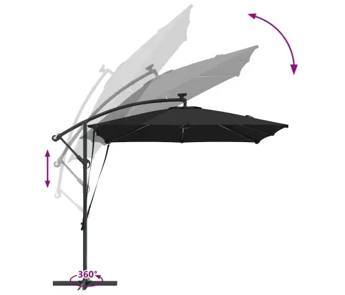 Cantilever Banānu Lietussargs Melna 249 X 249 X 250 Cm Vidaxl