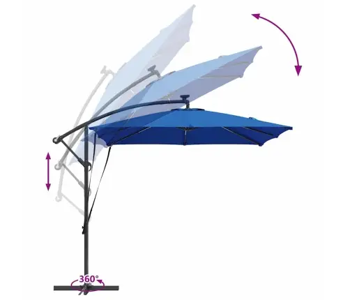 Kantileverio Bananų Skėtis Mėlyna 249 X 249 X 250 Cm