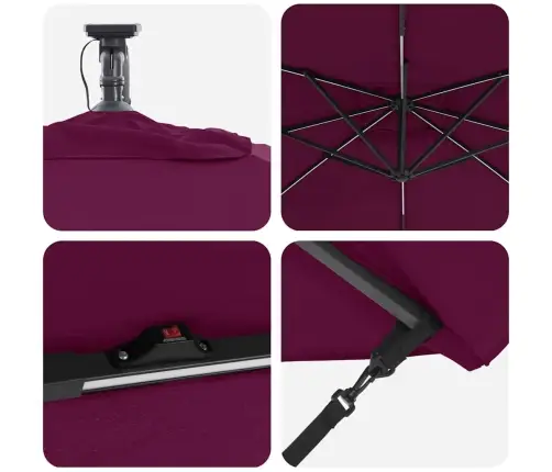 Cantilever Banānu Lietussargs Vīnsarkana 249 X 249 X 250 Cm Vidaxl