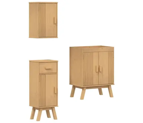 Vannitoa Mööbleset Sahtliga Riiuliga 3 Pcs Pruun Männipuit