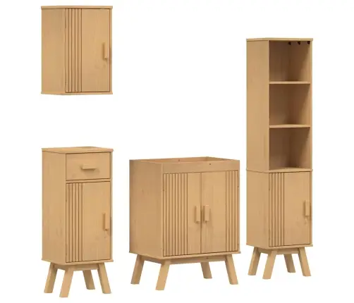 4 Gab. Vannas Istabas Mēbeļu Komplekts No Cietās Priedes Vidaxl