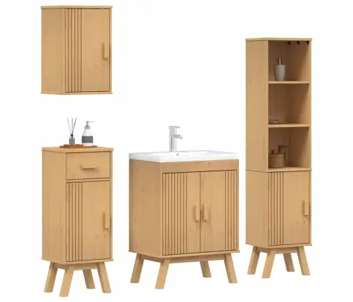 4 Gab. Vannas Istabas Mēbeļu Komplekts No Cietās Priedes Vidaxl