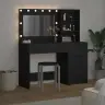 2 Gabalu Tualetes Galda Komplekts Ar Led Melns Inženierijas Koks Vidaxl