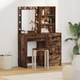 Makiažo Stalas 2 Pcs Ruda 50 X 41 X 135 Cm Apdirbta Mediena