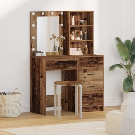 Makiažo Stalas 2 Pcs Ruda 50 X 41 X 135 Cm Apdirbta Mediena