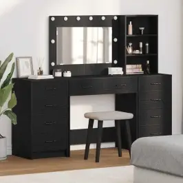 Dressing Galds 3 Pcs Melna 40 X 41 X 135 Cm Inženierijas Koks Vidaxl