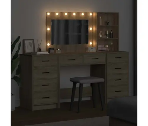 Dressing Galds 3 Pcs Brūna 40 X 41 X 135 Cm Inženierijas Koks Vidaxl