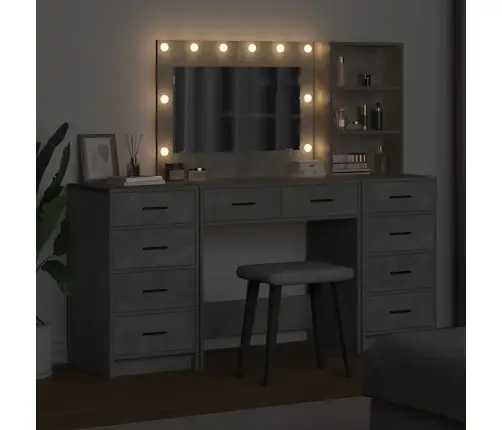 Dressing Galds 3 Pcs Pelēka 40 X 41 X 135 Cm Inženierijas Koks Vidaxl