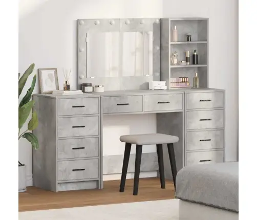 Dressing Galds 3 Pcs Pelēka 40 X 41 X 135 Cm Inženierijas Koks Vidaxl