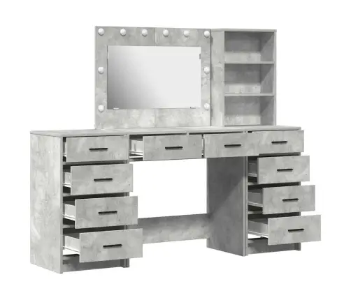 Dressing Galds 3 Pcs Pelēka 40 X 41 X 135 Cm Inženierijas Koks Vidaxl