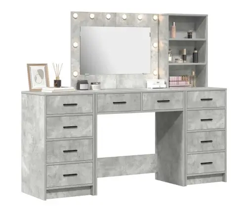 Dressing Galds 3 Pcs Pelēka 40 X 41 X 135 Cm Inženierijas Koks Vidaxl