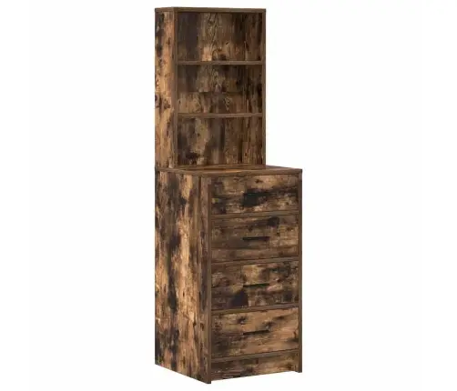 Riietumislaud Peeglituledega 3 Pcs Suitsetatud Tamm Tehispuit