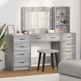 Dressing Galds 3 Pcs Pelēka 40 X 41 X 135 Cm Inženierijas Koks Vidaxl