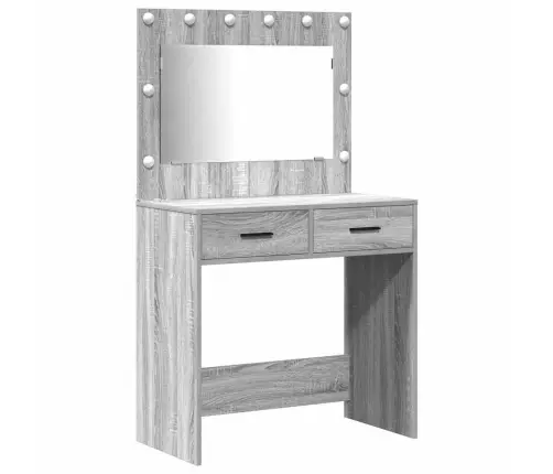 Dressing Galds 3 Pcs Pelēka 40 X 41 X 135 Cm Inženierijas Koks Vidaxl