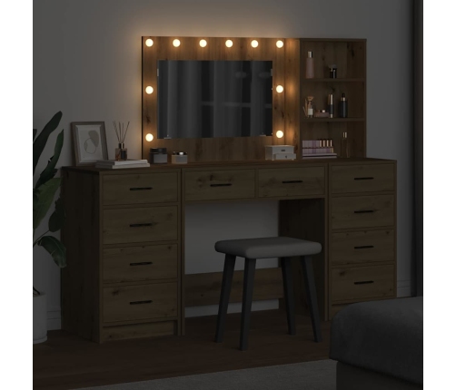 Dressing Galds 3 Pcs Brūna 40 X 41 X 135 Cm Inženierijas Koks Vidaxl