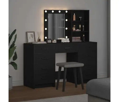 Makiažo Stalas 3 Pcs Juoda 40 X 41 X 135 Cm Apdirbta Mediena
