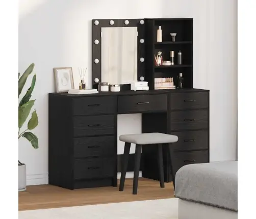 Makiažo Stalas 3 Pcs Juoda 40 X 41 X 135 Cm Apdirbta Mediena