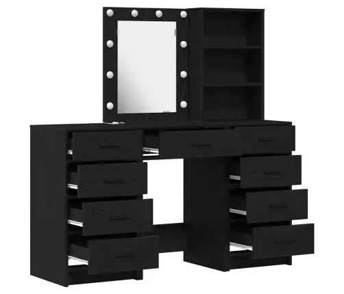 Makiažo Stalas 3 Pcs Juoda 40 X 41 X 135 Cm Apdirbta Mediena