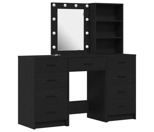 Makiažo Stalas 3 Pcs Juoda 40 X 41 X 135 Cm Apdirbta Mediena