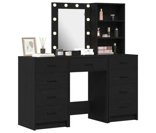 Makiažo Stalas 3 Pcs Juoda 40 X 41 X 135 Cm Apdirbta Mediena