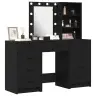 Makiažo Stalas 3 Pcs Juoda 40 X 41 X 135 Cm Apdirbta Mediena