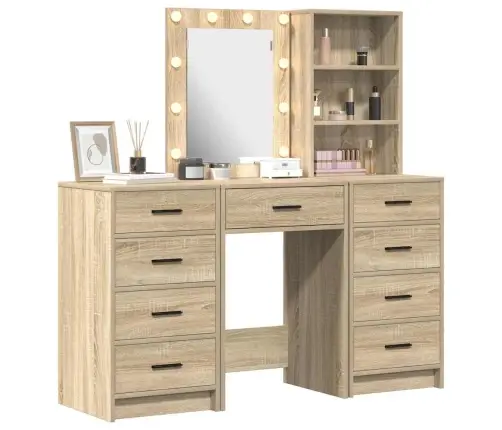 Dressing Galds 3 Pcs Brūna 40 X 41 X 135 Cm Inženierijas Koks Vidaxl